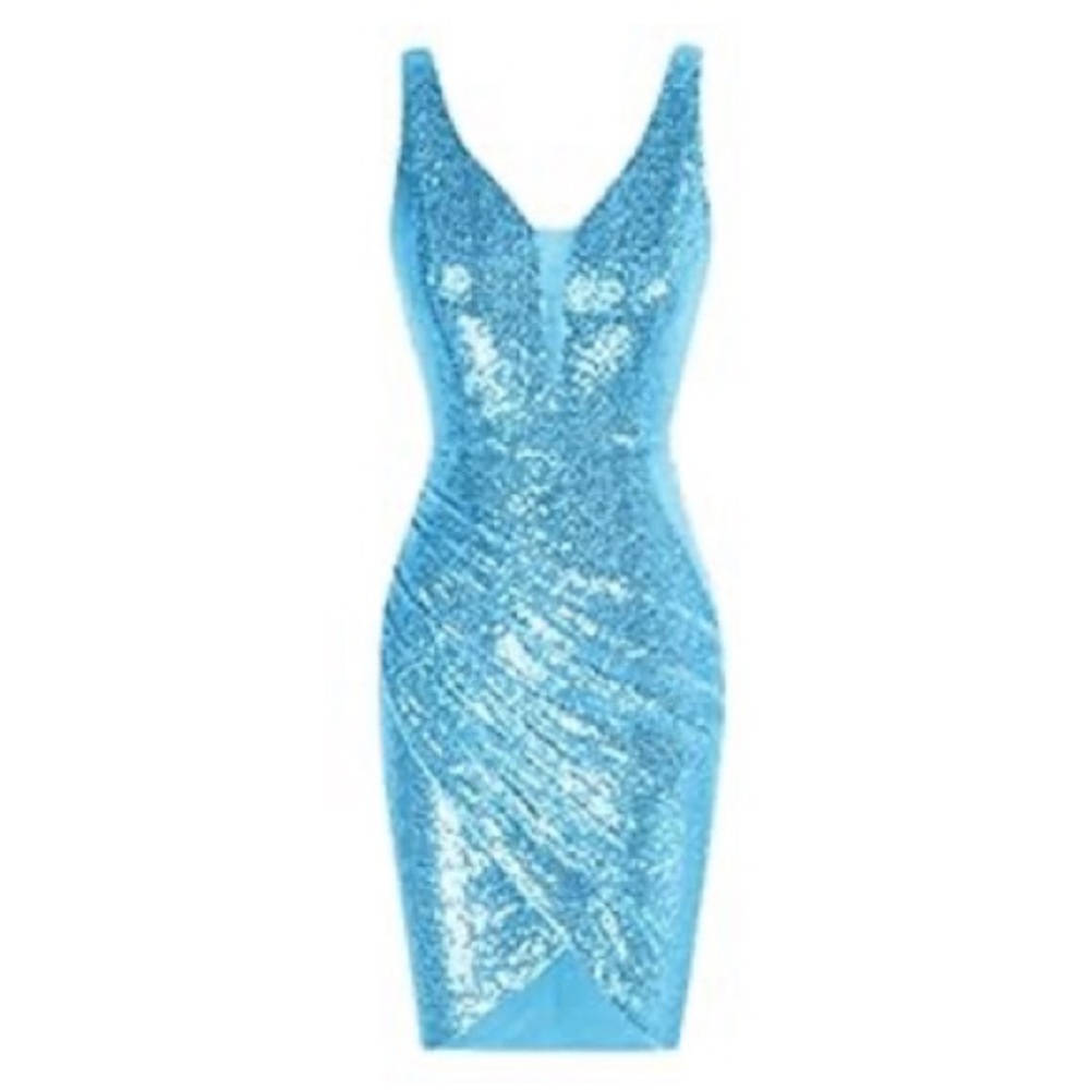 Grace Karin Sky Blue Sequin Dress